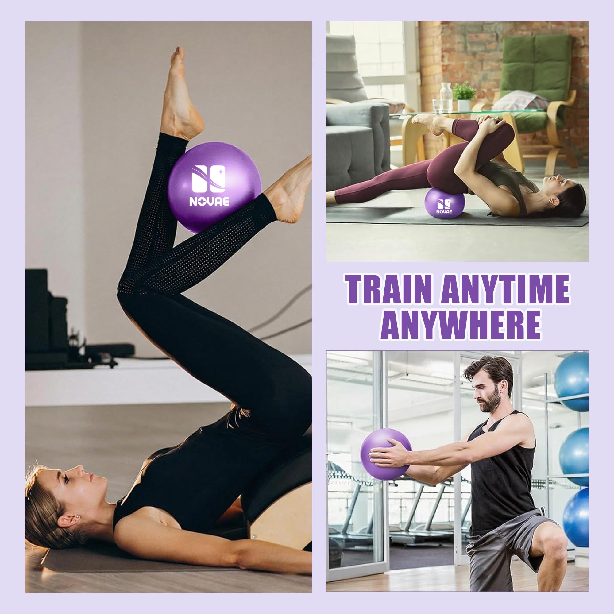 9-Inch Pilates Ball for Core, Balance & Stability - Purple
